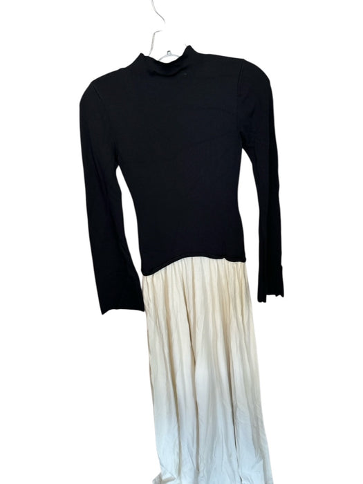 Solid & Striped Size M Black & Cream Viscose Blend Mock Neck Color Block Dress Black & Cream / M
