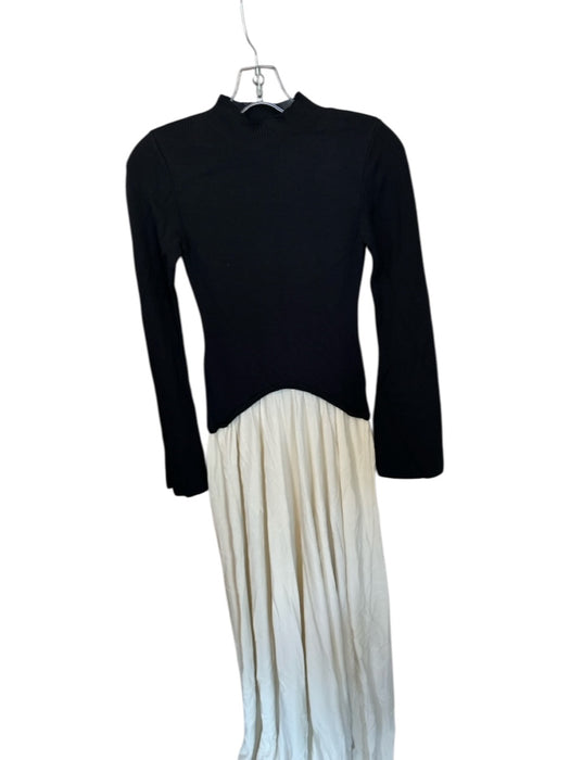 Solid & Striped Size M Black & Cream Viscose Blend Mock Neck Color Block Dress Black & Cream / M