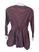 Claudie Pierlot Size 36 Maroon & White Cotton Long Sleeve Grid Collar Dress Maroon & White / 36