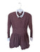 Claudie Pierlot Size 36 Maroon & White Cotton Long Sleeve Grid Collar Dress Maroon & White / 36