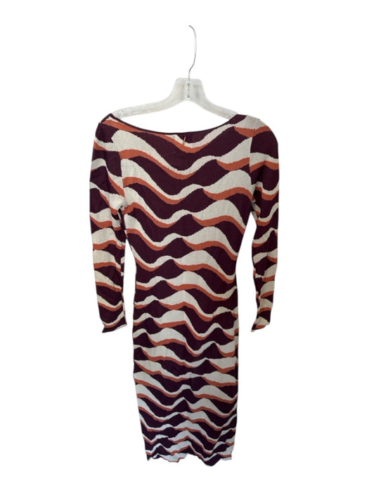 Misa Size S Maroon & Orange Long Sleeve Swirls Knit Maxi Dress Maroon & Orange / S