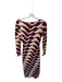 Misa Size S Maroon & Orange Long Sleeve Swirls Knit Maxi Dress Maroon & Orange / S