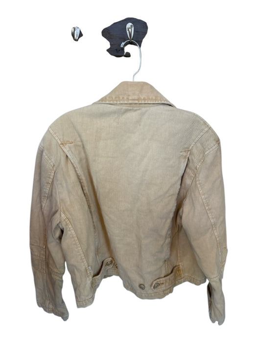 7 For All Mankind Size S Tan Cotton Long Sleeve Full ZIp Bomber Denim Jacket Tan / S