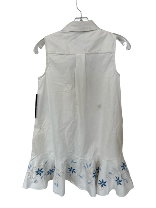Tuckernuck Size XS White & Blue Cotton Sleeveless Embroidered Flowers Dress White & Blue / XS