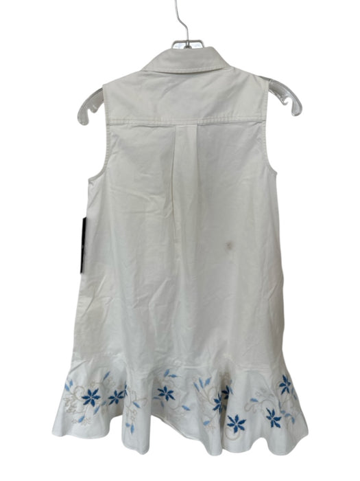 Tuckernuck Size XS White & Blue Cotton Sleeveless Embroidered Flowers Dress White & Blue / XS