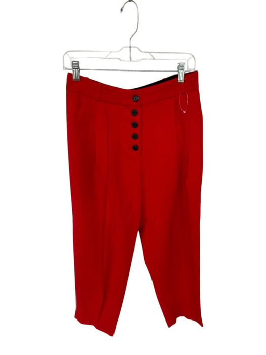 A.L.C. Size 6 Red Viscose High Waist Button Fly Trouser Pants Red / 6