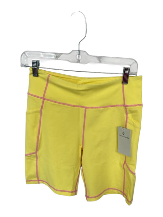 Tuckernuck Size M Yellow & Pink Nylon Blend High Waist Bike Short Shorts Yellow & Pink / M