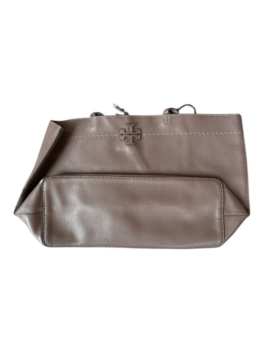 Tory Burch Gray Leather Pebbled Top Handles Tote Bag Gray / L