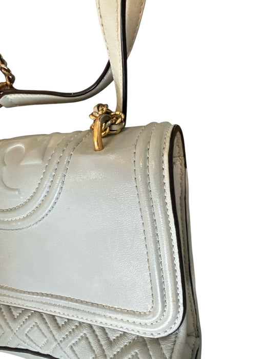 Tory Burch Blue & Gold Leather Matelasse Front Flap Chain Strap Bag Blue & Gold / S