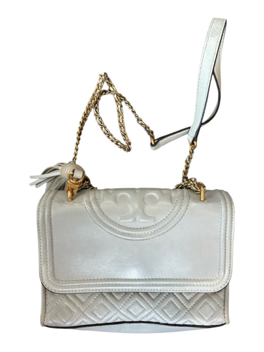 Tory Burch Blue & Gold Leather Matelasse Front Flap Chain Strap Bag Blue & Gold / S