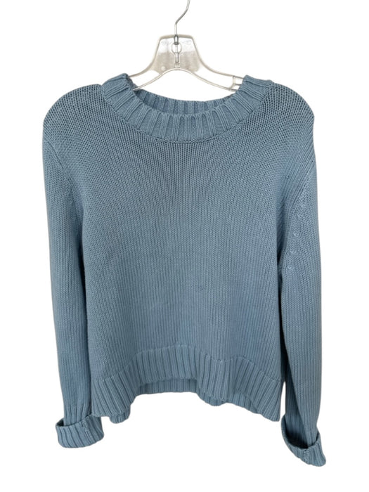 Tuckernuck Size L Cornflower Blue Cotton Knit Long Sleeve Cropped Sweater Cornflower Blue / L