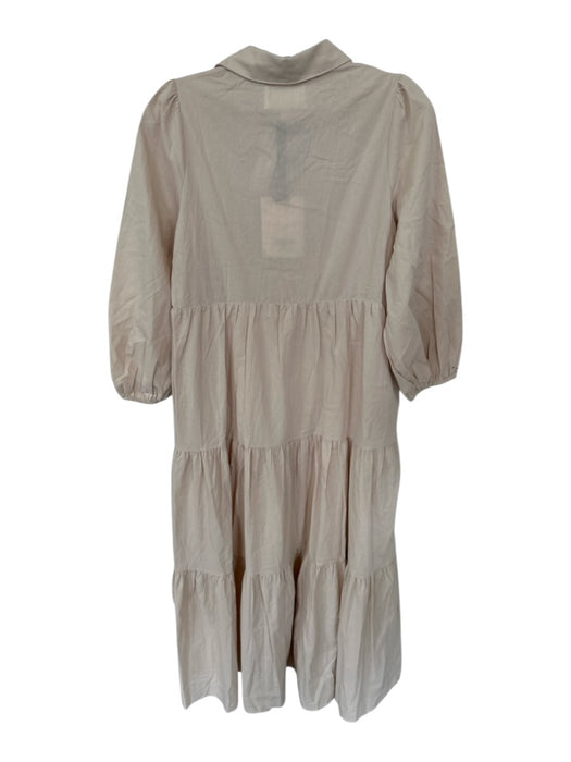 Pomander Place Size XS Tan Cotton Long Balloon Sleeve Collar Button Down Dress Tan / XS