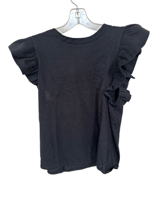 Tuckernuck Size L Black Cotton Flutter Sleeves Top Black / L