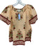 Tuckernuck Size M Orange & Rust Cotton Short Sleeve Flowers V Neck Top Orange & Rust / M