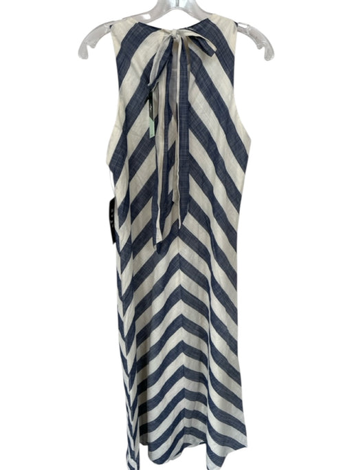 Tuckernuck Size S Cream & Blue Cotton Neck Tie Striped Maxi Dress Cream & Blue / S