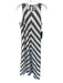 Tuckernuck Size S Cream & Blue Cotton Neck Tie Striped Maxi Dress Cream & Blue / S