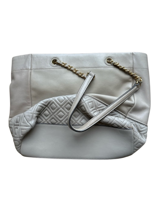 Tory Burch Taupe Leather Matelasse Logo Chain Strap Tote Bag Taupe / M