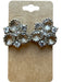 Badgley Mischka Silver & Clear Metal Crystal Post Back Cluster Earrings Silver & Clear