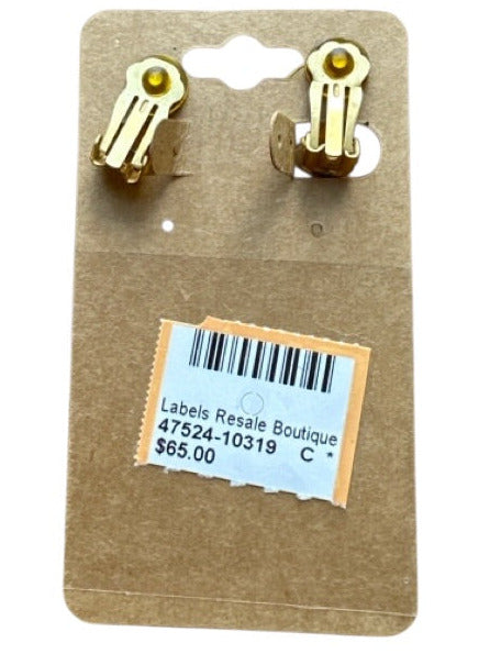 Sylvia Toledano Green & Gold Metal Tear Drop Clip On Earring Earrings Green & Gold