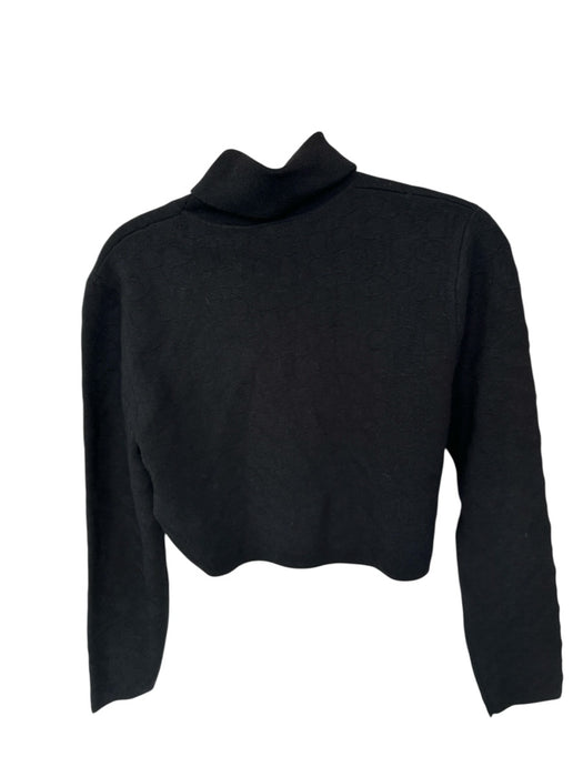 Coach Size XL Black Wool & Silk Turtleneck Logo Long Sleeve Cropped Sweater Black / XL