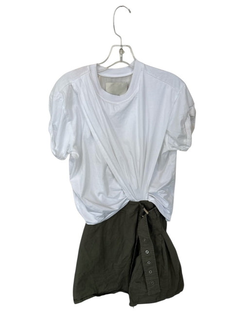 3.1 Phillip Lim Size XS White & Green Cotton Blend Short Sleeve Dress White & Green / XS