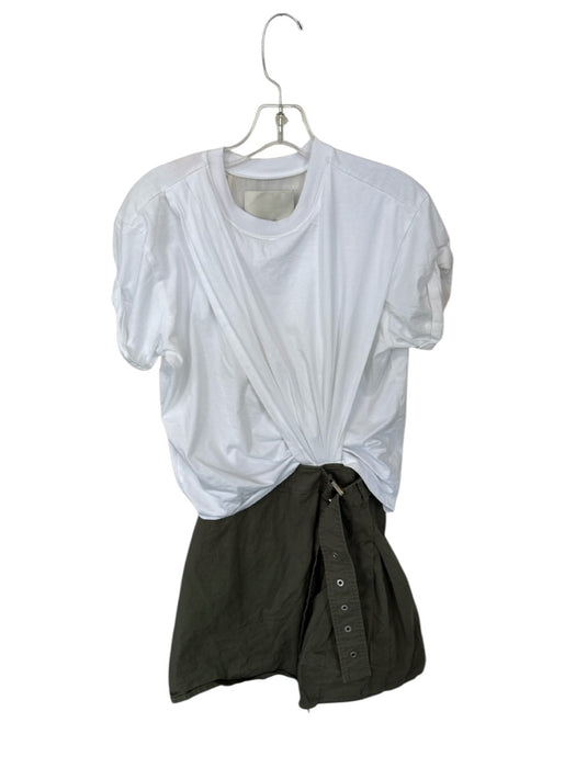 3.1 Phillip Lim Size XS White & Green Cotton Blend Short Sleeve Dress White & Green / XS
