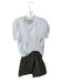 3.1 Phillip Lim Size XS White & Green Cotton Blend Short Sleeve Dress White & Green / XS