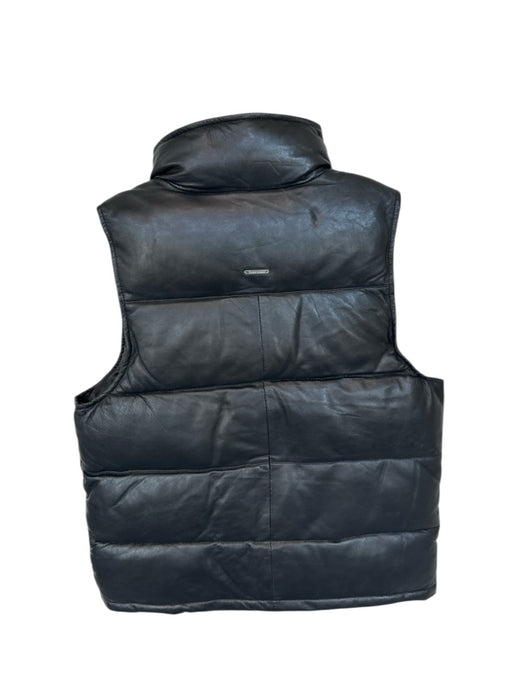 Deadwood Size 4 Black Leather Puffer Snap buttons Vest Black / 4