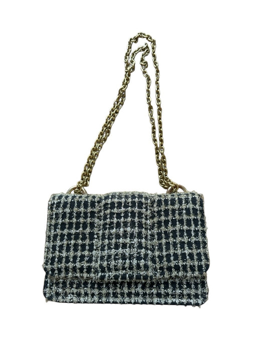 Kooreloo Black & Gold Tweed Front Flap Metallic Chain Strap Bag Black & Gold / S