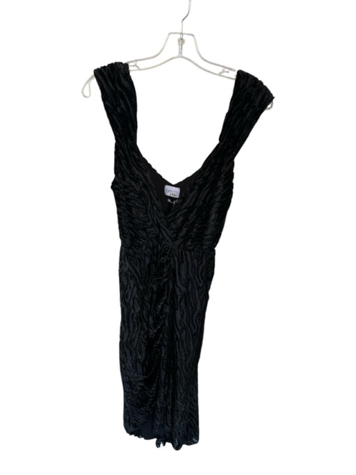 Saylor Size M Black Velvet Sleeveless Zebra Metallic Midi Dress Black / M