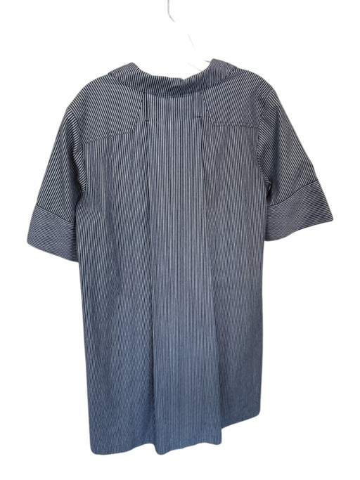 Adam Lippes Size 12 Navy & white Cotton Short Sleeve Striped Collar Dress Navy & white / 12