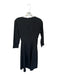 Lafayette 148 Size 4 Black Cotton Long Sleeve Front Tie Back Zip V Neck Dress Black / 4