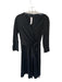 Lafayette 148 Size 4 Black Cotton Long Sleeve Front Tie Back Zip V Neck Dress Black / 4