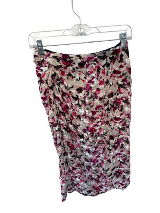 Rag & Bone Size 2 Cream & Magenta Polyester Velvet Accent Flowers Gathered Skirt Cream & Magenta / 2