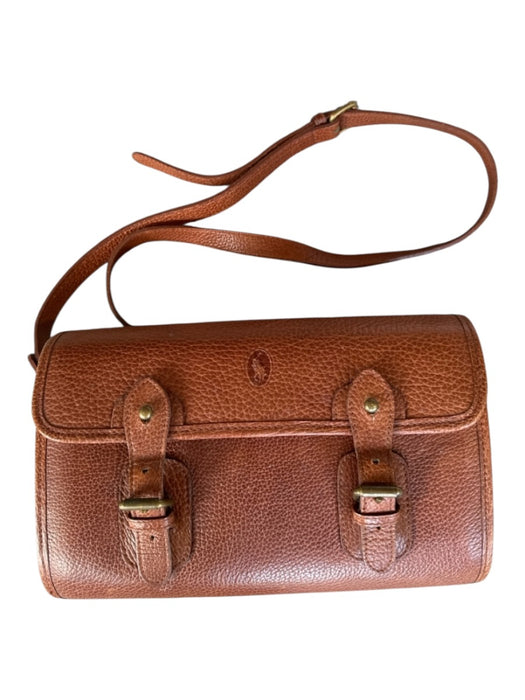 Polo Ralph Lauren Brown Leather Pebbled Front Buckle Crossbody Saddle Bag Bag Brown / M