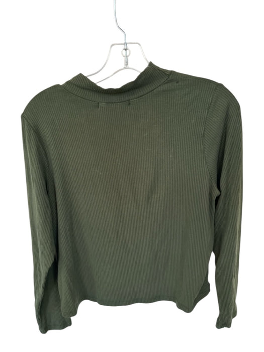 Christy Dawn Size XL Dark Green Recycled Fabric Mock Neck Long Sleeve Ribbed Top Dark Green / XL