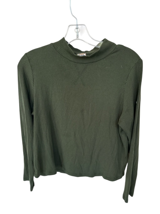 Christy Dawn Size XL Dark Green Recycled Fabric Mock Neck Long Sleeve Ribbed Top Dark Green / XL