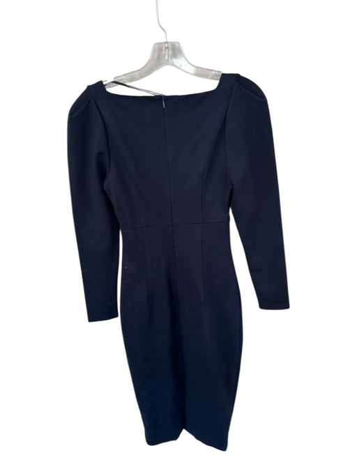 Elliatt Size XS Navy Viscose Blend Long Sleeve Keyhole Front Back Zip Midi Dress Navy / XS