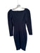 Elliatt Size XS Navy Viscose Blend Long Sleeve Keyhole Front Back Zip Midi Dress Navy / XS