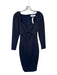 Elliatt Size XS Navy Viscose Blend Long Sleeve Keyhole Front Back Zip Midi Dress Navy / XS