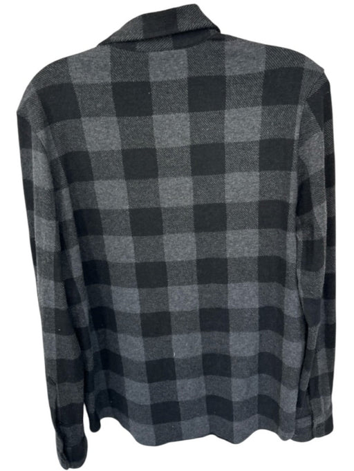 Faherty Size M Black & Gray Polyester Blend Buffalo Plaid Button Down Shirt Black & Gray / M