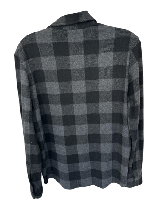 Faherty Size M Black & Gray Polyester Blend Buffalo Plaid Button Down Shirt Black & Gray / M