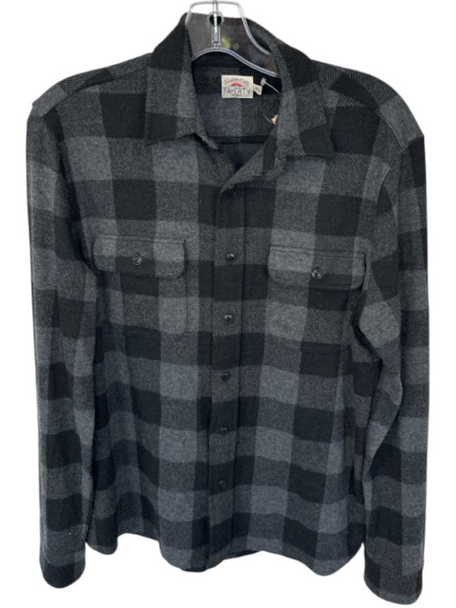 Faherty Size M Black & Gray Polyester Blend Buffalo Plaid Button Down Shirt Black & Gray / M