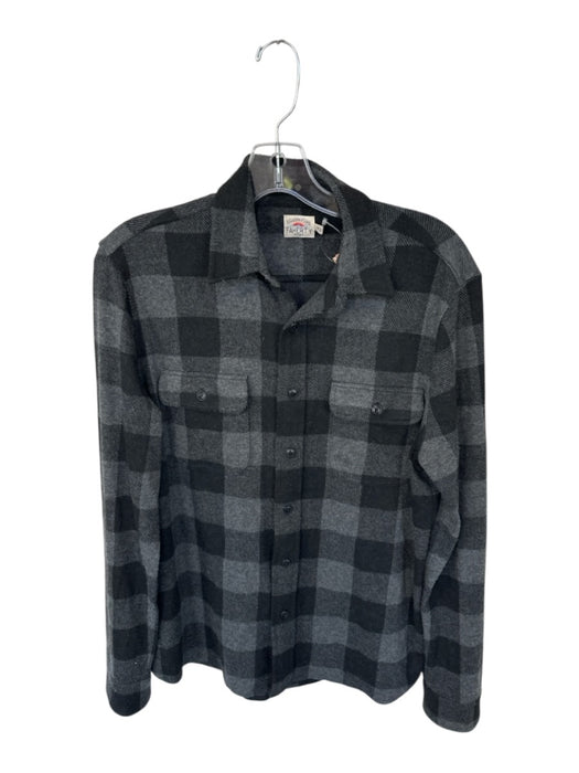 Faherty Size M Black & Gray Polyester Blend Buffalo Plaid Button Down Shirt Black & Gray / M