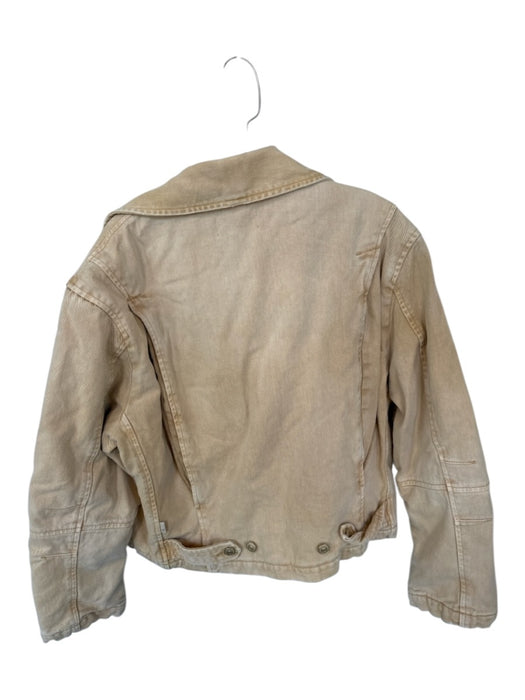7 For All Mankind Size S Tan Cotton Long Sleeve Full ZIp Bomber Jacket Tan / S