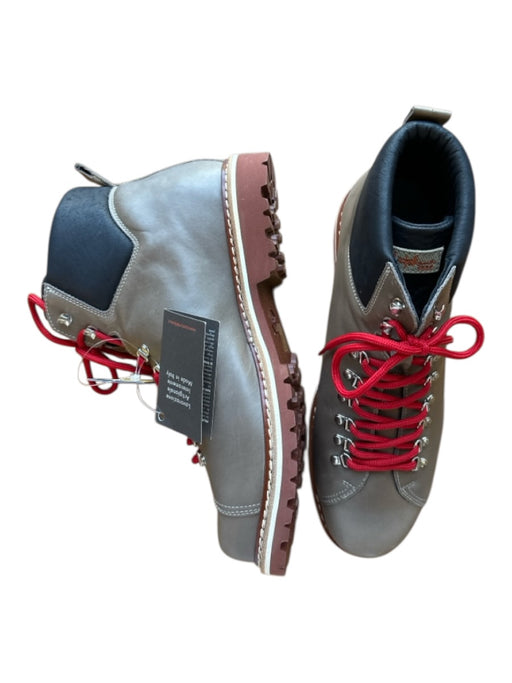 Montelliana Shoe Size 46 NWT Taupe & Red Leather Lace Up Hiking Men's Boots Taupe & Red / 46