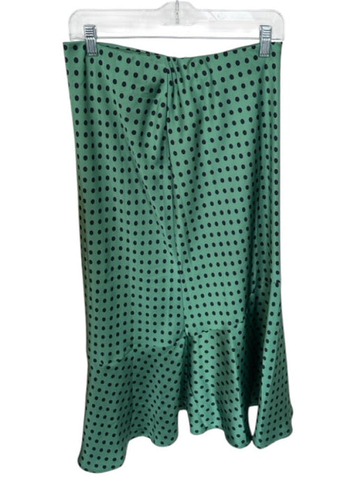 Maeve Size MP Green & Black Polyester Side Zip Polka Dot Midi Skirt Green & Black / MP