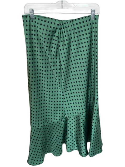 Maeve Size MP Green & Black Polyester Side Zip Polka Dot Midi Skirt Green & Black / MP