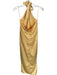 Elle Zeitoune Size S Yellow Polyester Halter Neck Front Tie Slit Gown Yellow / S