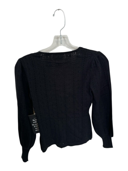 Tuckernuck Size XS Black Cotton Pointelle Buttons Long Sleeve Top Black / XS